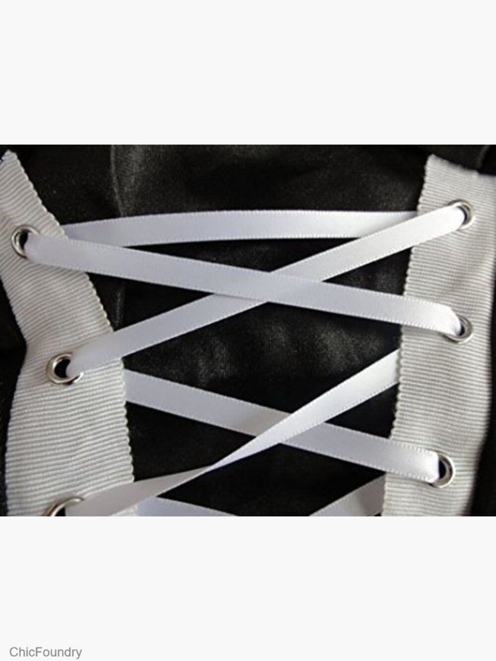 Sexy French Maid Costume Lace Up Front Mini Dress Satin Puff Sleeve Costume - Picture 3 of 7